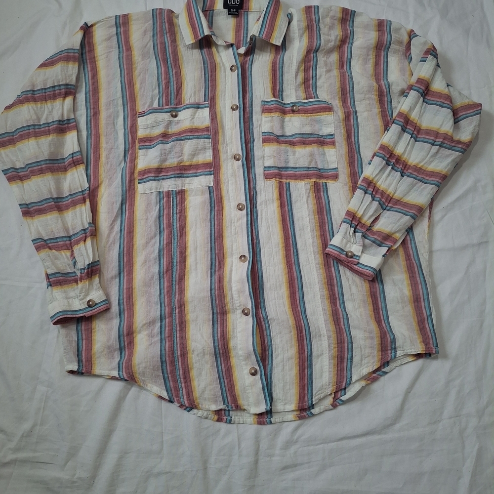 BDG Wome's Multicolor Striped Button-Up Shirt - Picture 2 of 9
